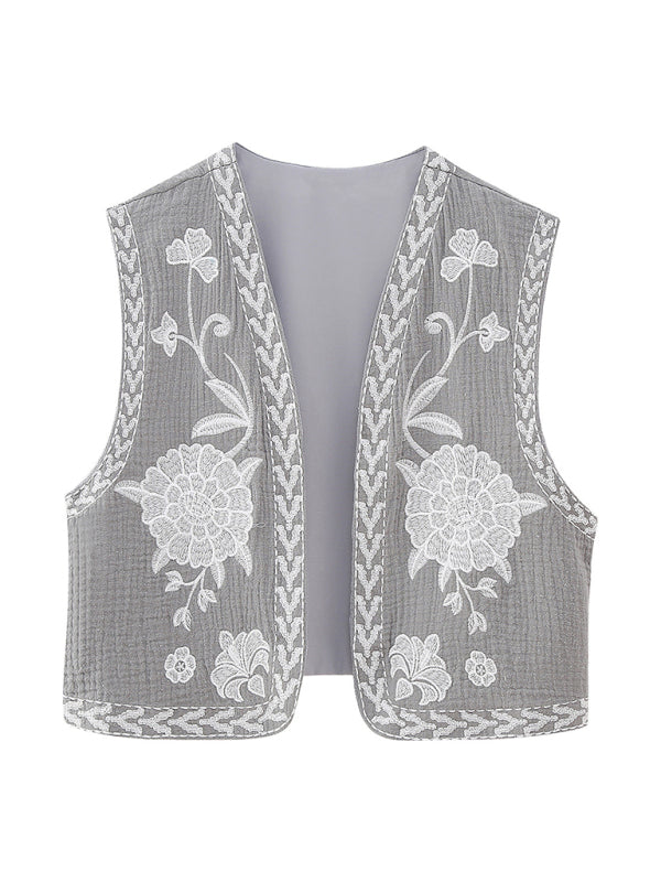 New Ladies Fashion Embroidered Cardigan Vest Vest - FashionistaDeal