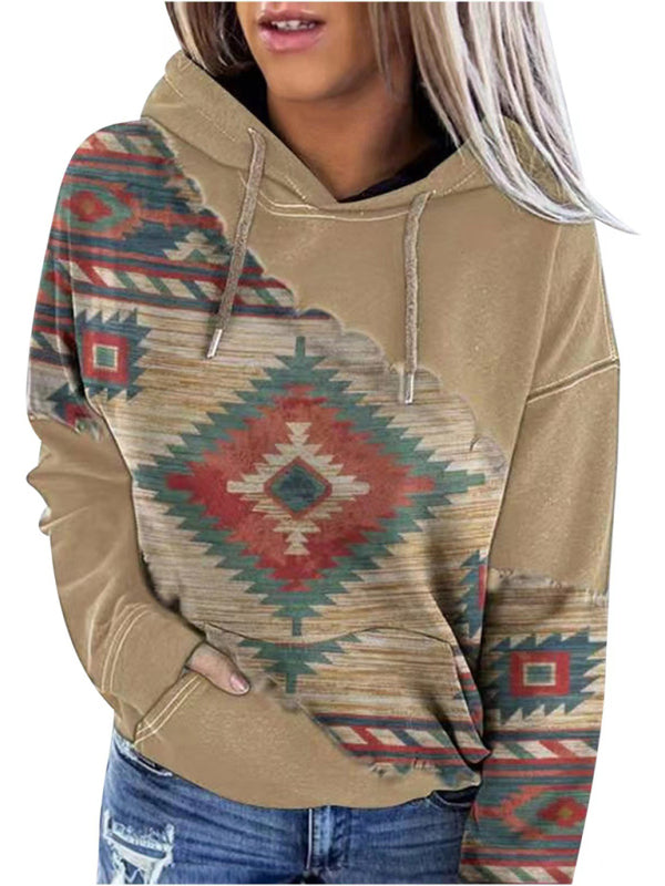 Positioning print coat top ladies hooded sweater - FashionistaDeal