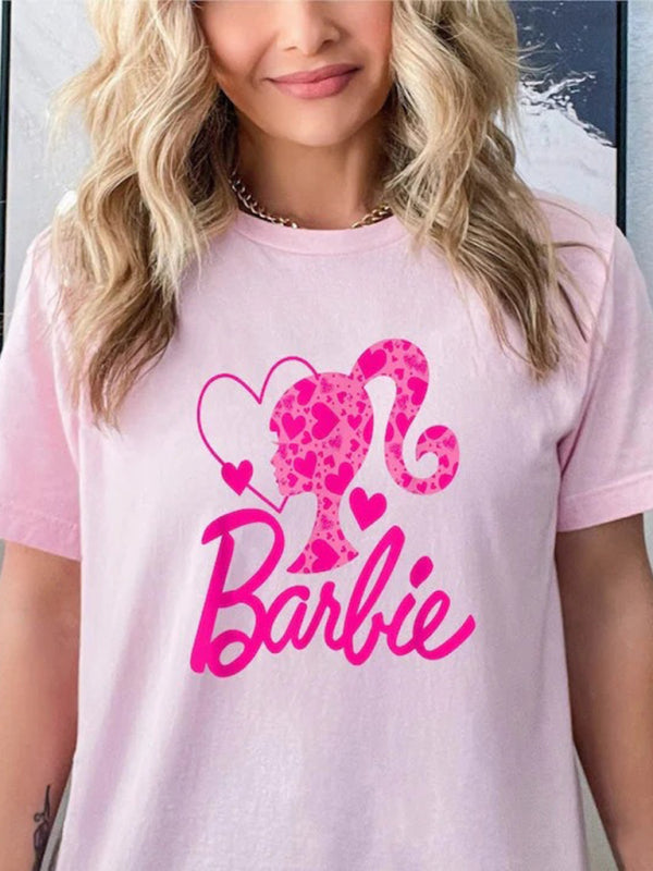 Barbie print letter print sports casual women's short-sleeved T-shirt - FashionistaDeal