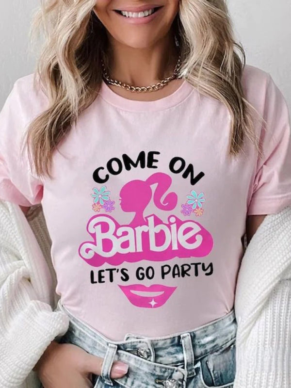 Barbie print letter print sports casual women's short-sleeved T-shirt - FashionistaDeal