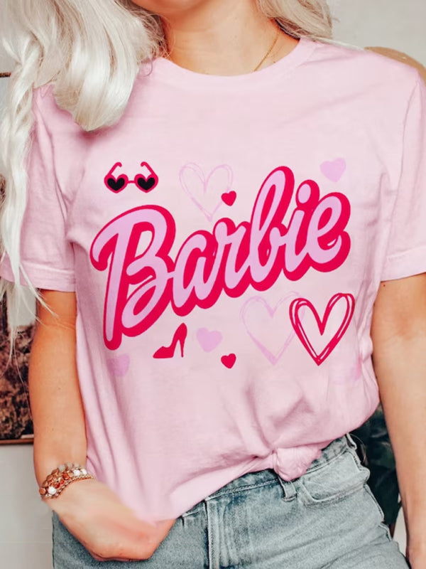 Barbie print letter print sports casual women's short-sleeved T-shirt - FashionistaDeal