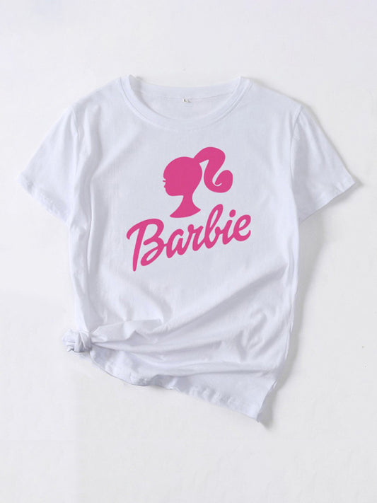 Barbie print letter print sports casual women's short-sleeved T-shirt - FashionistaDeal