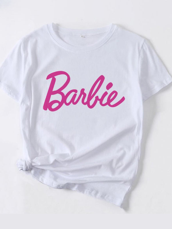 Barbie print letter print sports casual women's short-sleeved T-shirt - FashionistaDeal