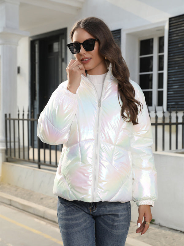 New Fashionable Shiny Cotton Hooded Bread Jacket Warm Cotton Jacket - FashionistaDeal