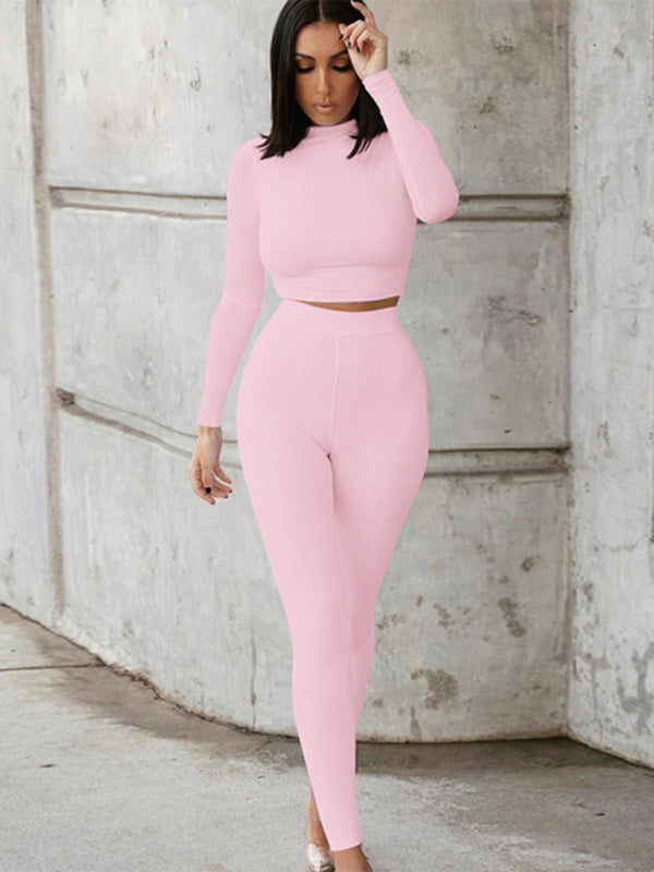 Women fashionable casual sports suit slim long-sleeved two-piece set - FashionistaDeal