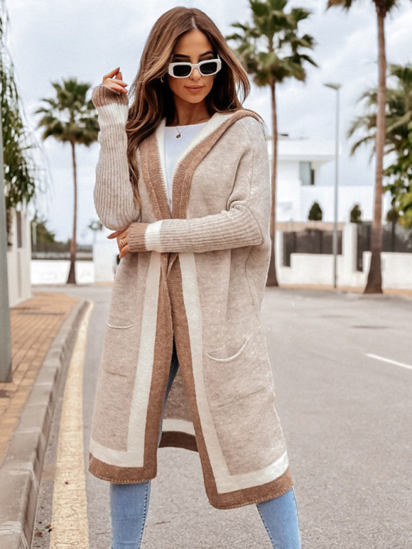 Women's loose hooded warm twist knitted cardigan - FashionistaDeal