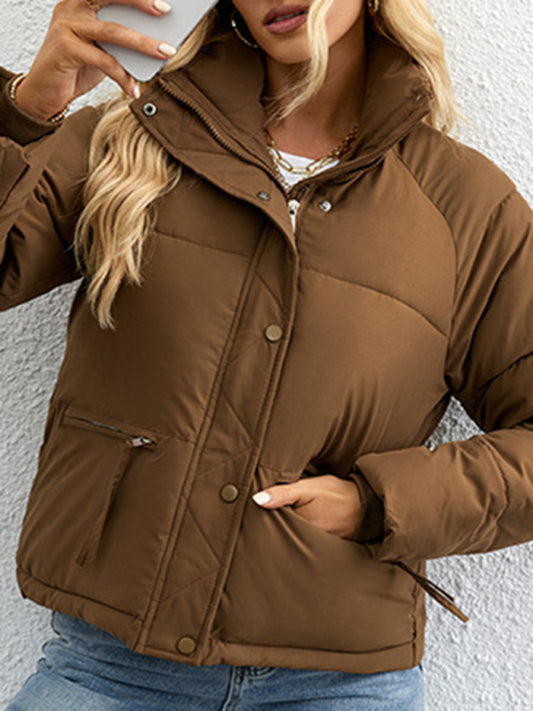 Women's short simple stand collar down jacket - FashionistaDeal