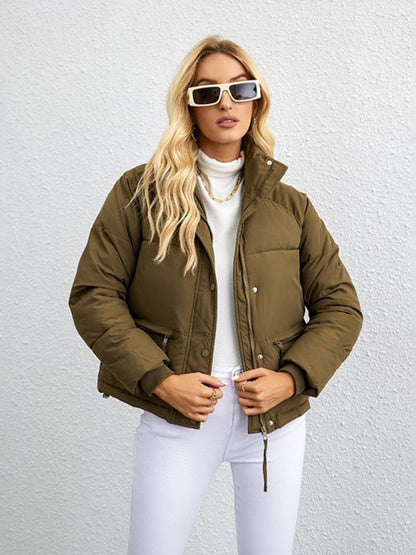 Women's short simple stand collar down jacket - FashionistaDeal