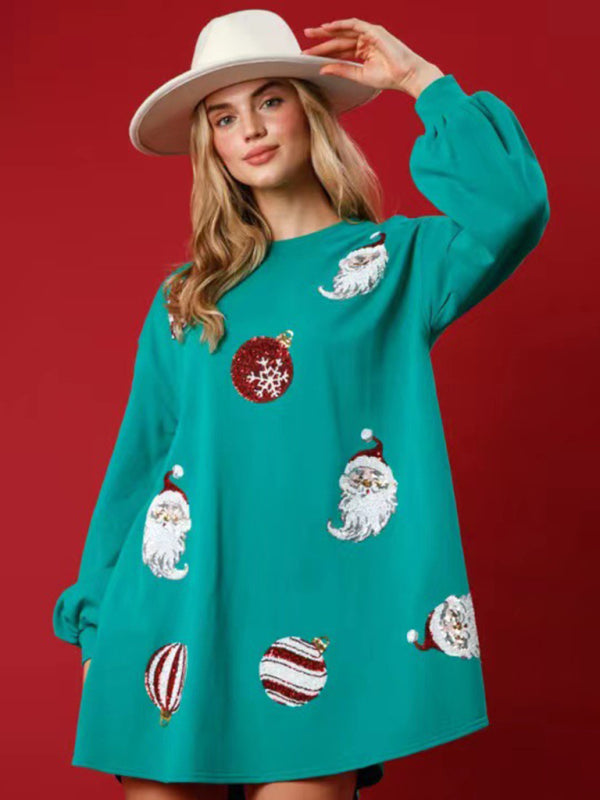 New Christmas new style Christmas ball sequin long-sleeved sweatshirt - FashionistaDeal