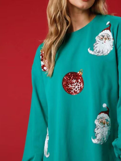 New Christmas new style Christmas ball sequin long-sleeved sweatshirt - FashionistaDeal