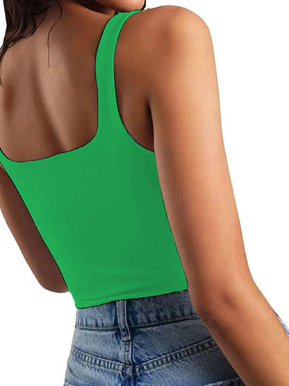 Women's solid color sexy trendy midriff-baring short vest - FashionistaDeal