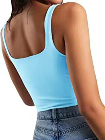 Women's solid color sexy trendy midriff-baring short vest - FashionistaDeal