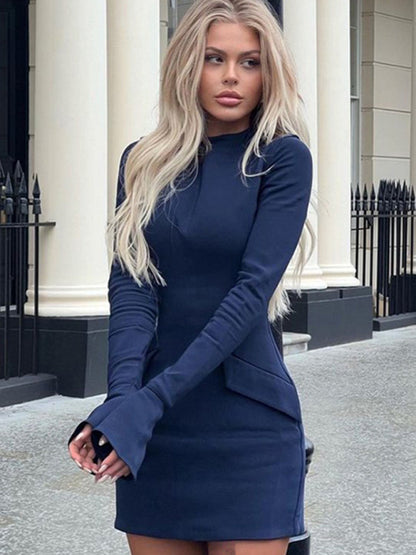 New fashionable and sexy hot girl hip-hugging skirt Elegant and slim long-sleeved dress - FashionistaDeal