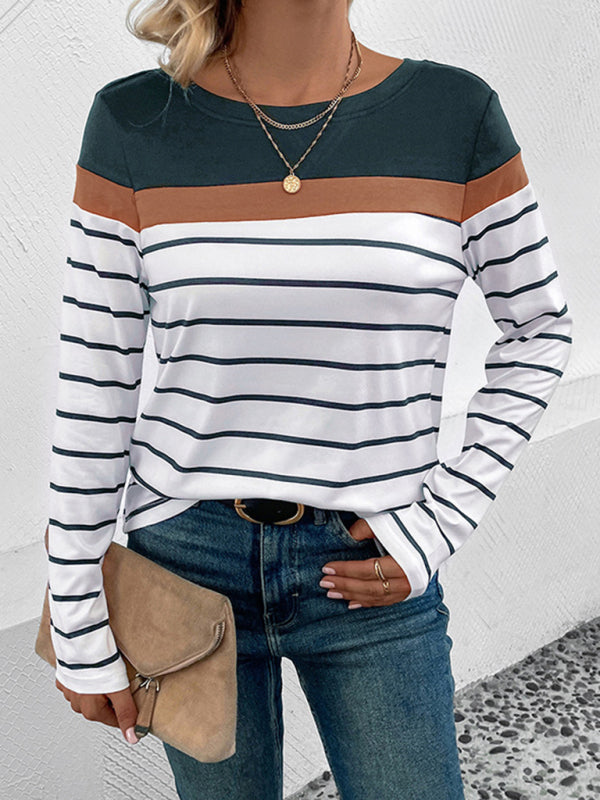 Women's Striped Casual Long Sleeve Sweater - FashionistaDeal