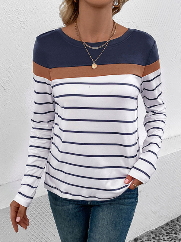 Women's Striped Casual Long Sleeve Sweater - FashionistaDeal