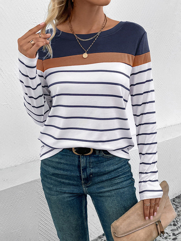 Women's Striped Casual Long Sleeve Sweater - FashionistaDeal