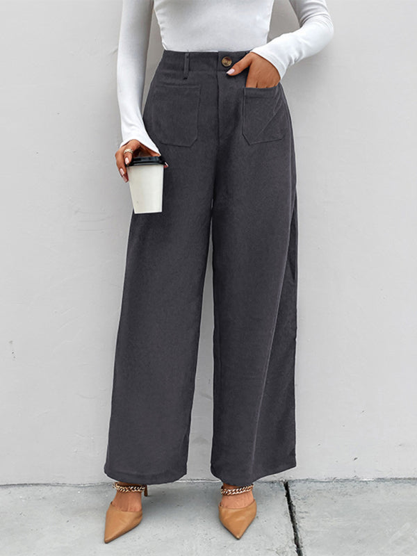 New Women's Corduroy Patch Pocket Casual Pants - FashionistaDeal