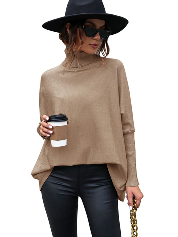 Women's mid-length solid color turtleneck sweater - FashionistaDeal