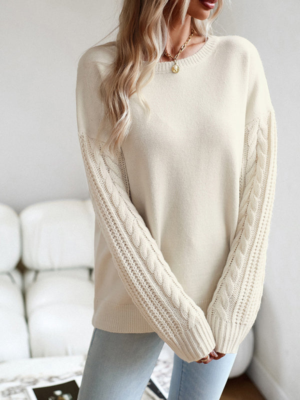 Women's new casual round neck long sleeve knitted sweater - FashionistaDeal