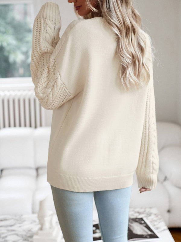 Women's new casual round neck long sleeve knitted sweater - FashionistaDeal