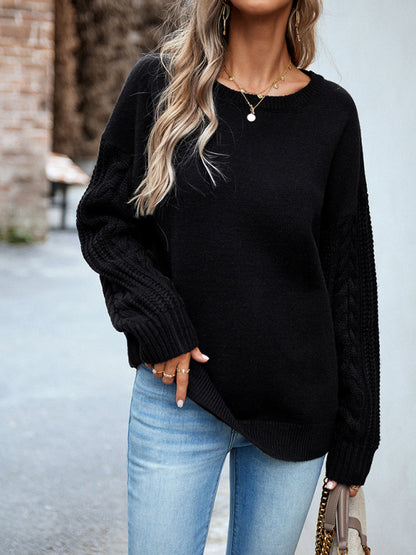 Women's new casual round neck long sleeve knitted sweater - FashionistaDeal