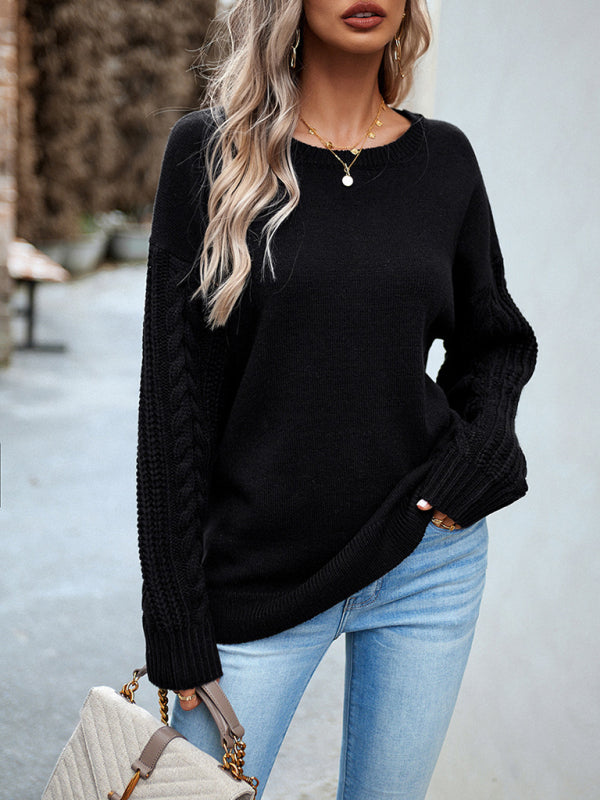 Women's new casual round neck long sleeve knitted sweater - FashionistaDeal