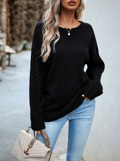 Women's new casual round neck long sleeve knitted sweater - FashionistaDeal