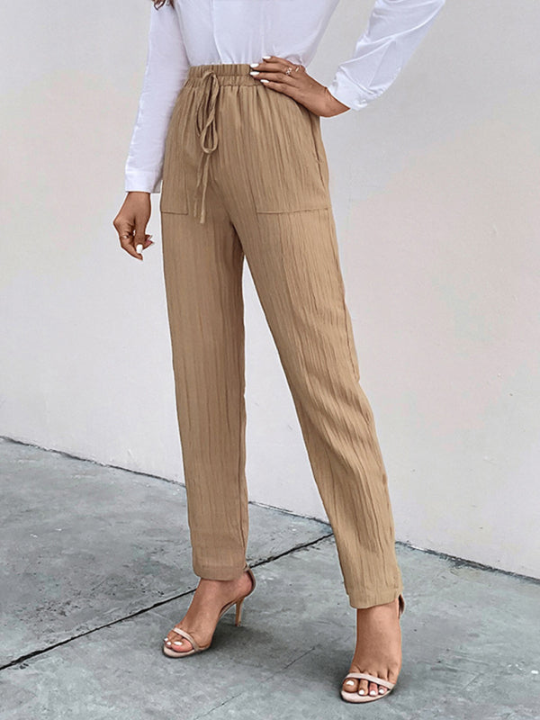 Casual elastic waist pleated women's pants - FashionistaDeal