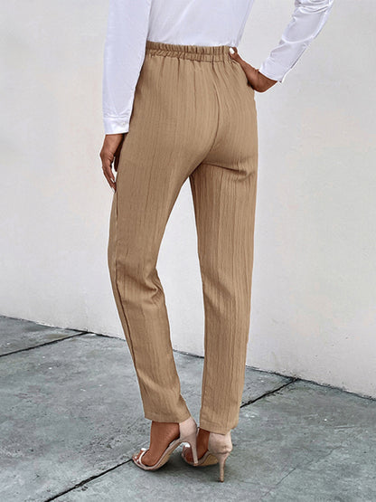 Casual elastic waist pleated women's pants - FashionistaDeal