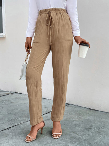 Casual elastic waist pleated women's pants - FashionistaDeal