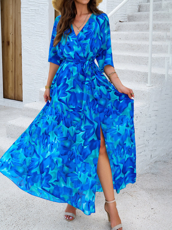 Women's Elegant Printed Waist Dress