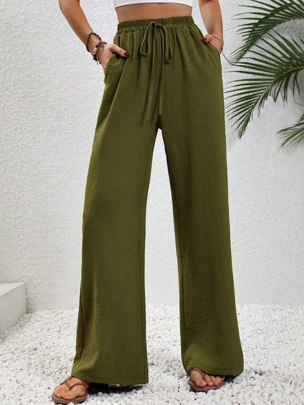 Comfortable casual wide leg pants with elastic waist - FashionistaDeal