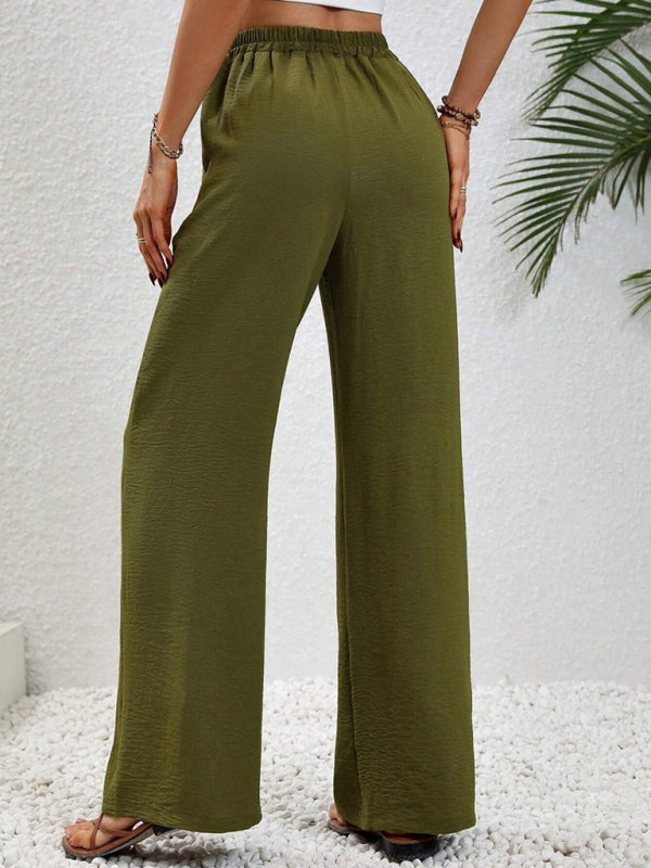 Comfortable casual wide leg pants with elastic waist - FashionistaDeal