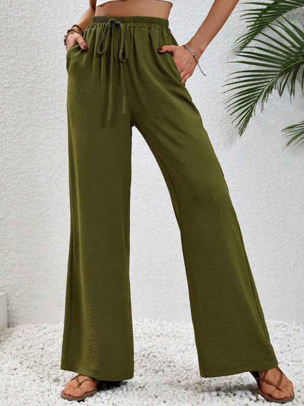 Comfortable casual wide leg pants with elastic waist - FashionistaDeal