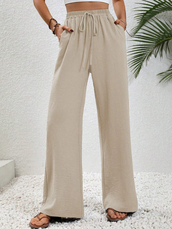 Comfortable casual wide leg pants with elastic waist - FashionistaDeal