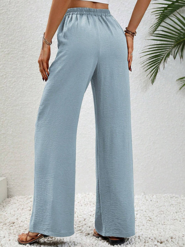 Comfortable casual wide leg pants with elastic waist - FashionistaDeal