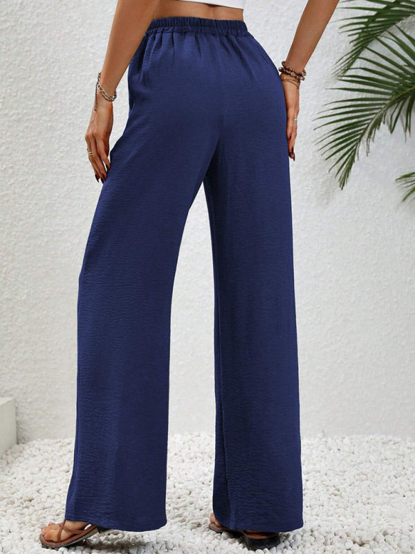 Comfortable casual wide leg pants with elastic waist - FashionistaDeal