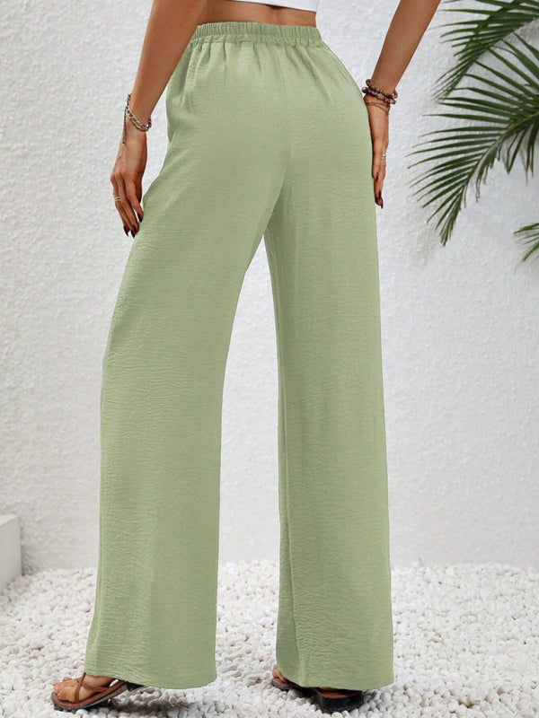 Comfortable casual wide leg pants with elastic waist - FashionistaDeal