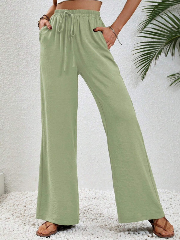 Comfortable casual wide leg pants with elastic waist - FashionistaDeal