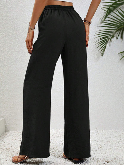 Comfortable casual wide leg pants with elastic waist - FashionistaDeal