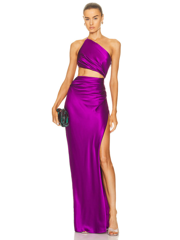 Backless hollow strapless long dress with hip covering - FashionistaDeal