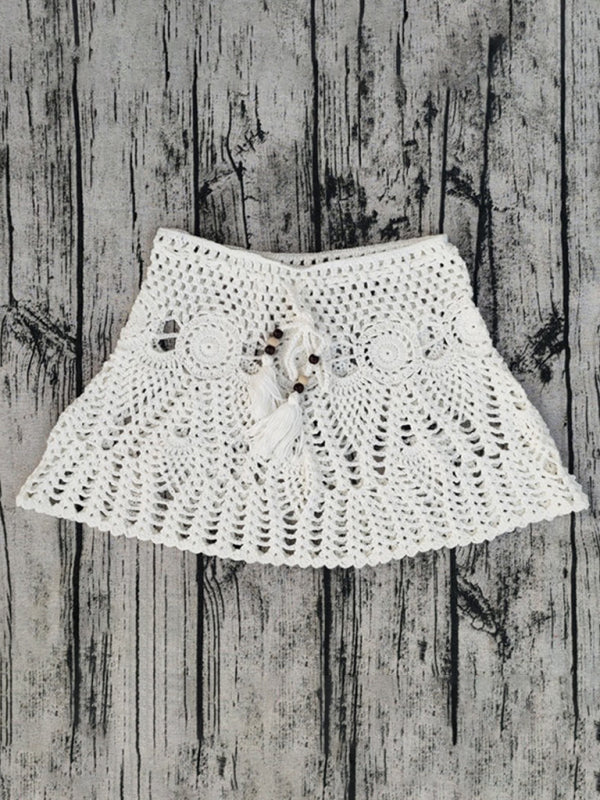 Handmade Crochet Beach Skirt Bikini Cover Up Skirt - FashionistaDeal