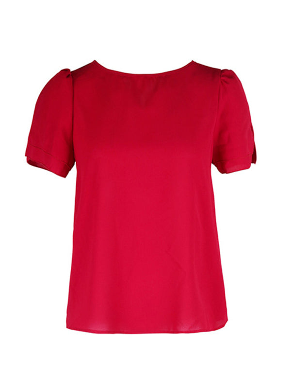 Women's Round Neck Short Sleeve Shirt - FashionistaDeal