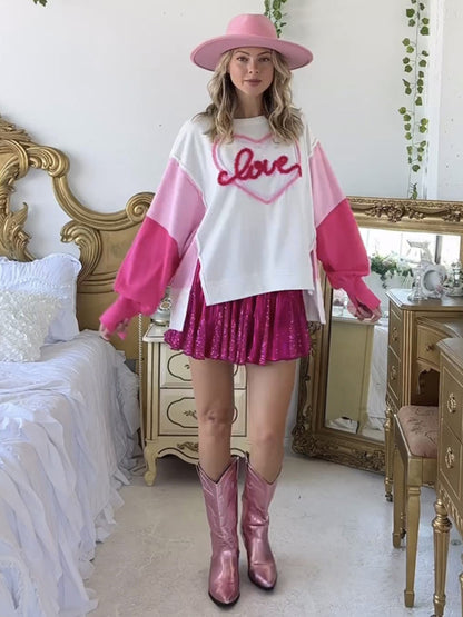 Valentine's Day Sweet Embroidered Long Sleeve Sweatshirt - FashionistaDeal