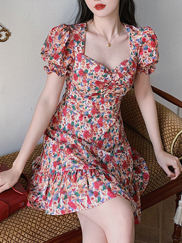 Women's French Retro Floral Dress - FashionistaDeal