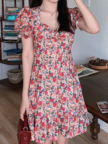 Women's French Retro Floral Dress - FashionistaDeal