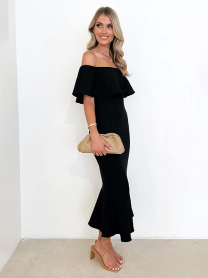 Women's one-shoulder slim and elegant fishtail dress - FashionistaDeal