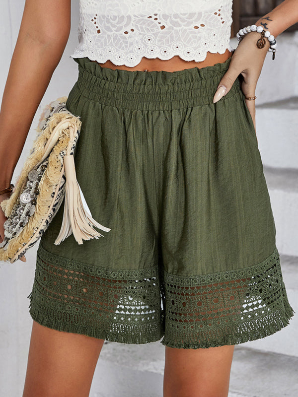 women's lace patchwork wide leg shorts - FashionistaDeal