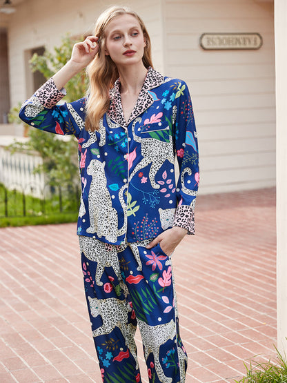 Women's printed long-sleeved shirt and trousers 2-piece suit - FashionistaDeal