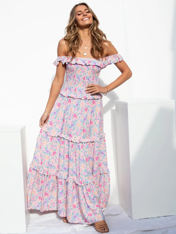 Women's small floral print fresh and sweet bust-wrapped dress - FashionistaDeal